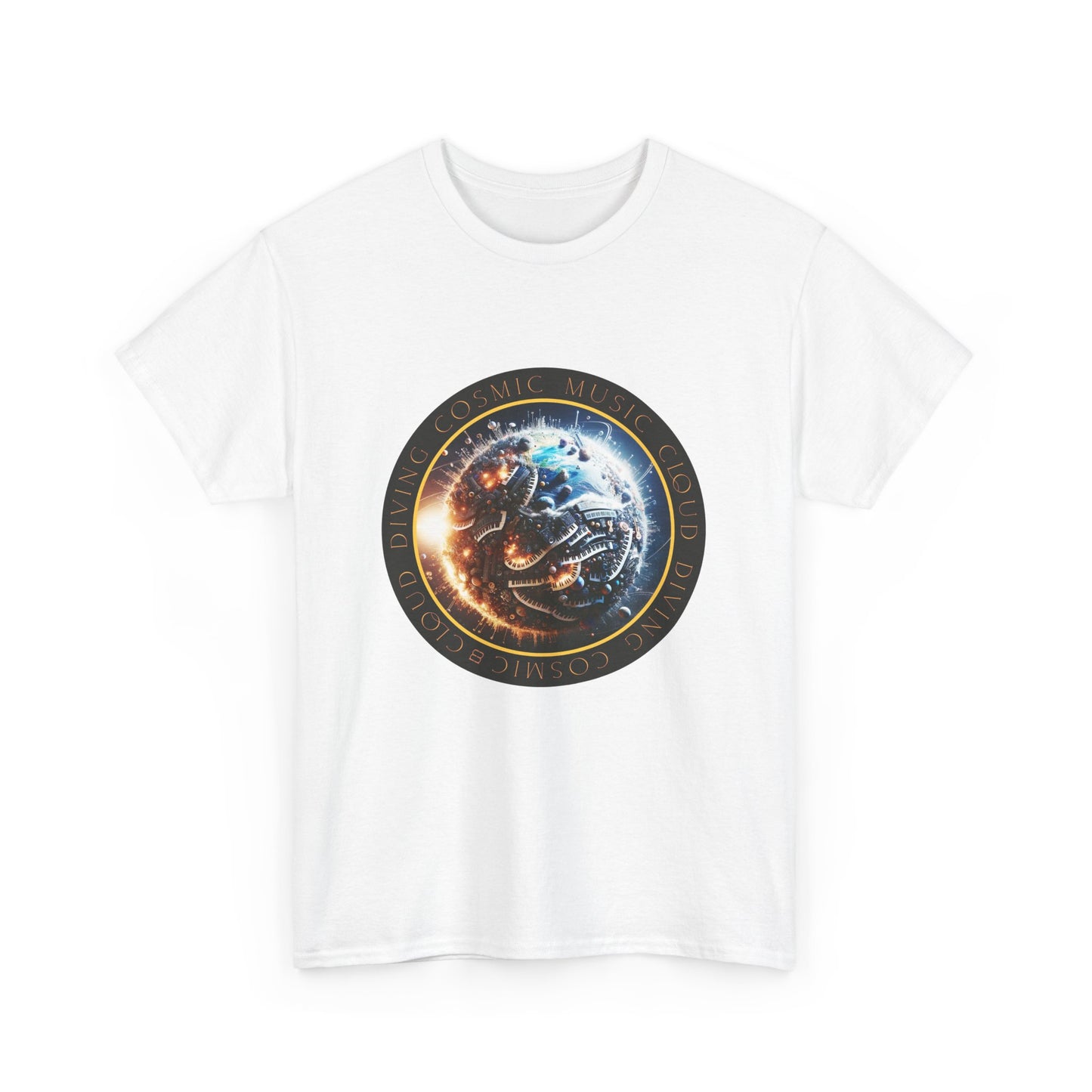 Cloud Diving, Cosmic Music Universe Unisex Heavy Cotton Tee - Comfortable Graphic Tee for Space Lovers