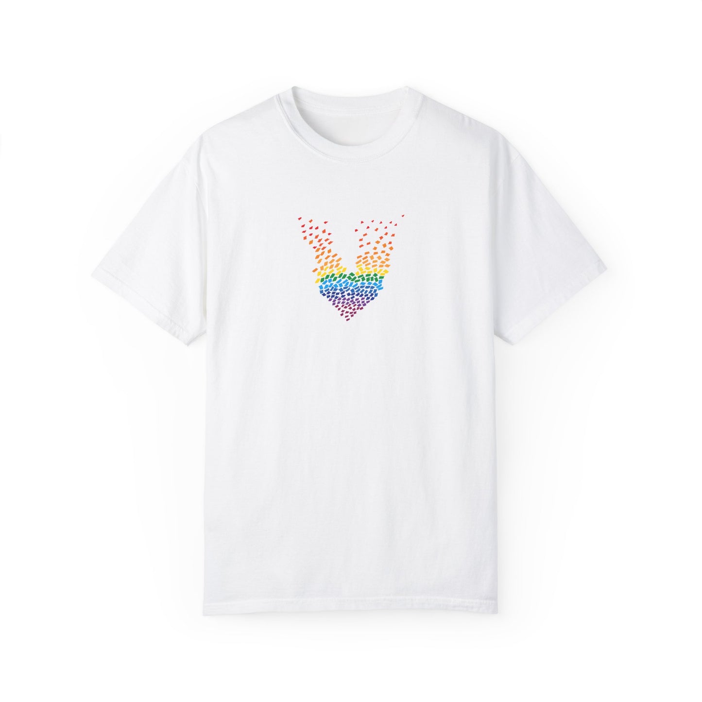 I love Music Rainbow Heart Unisex Garment-Dyed T-Shirt - Colorful Pride Tee for Summer Celebrations