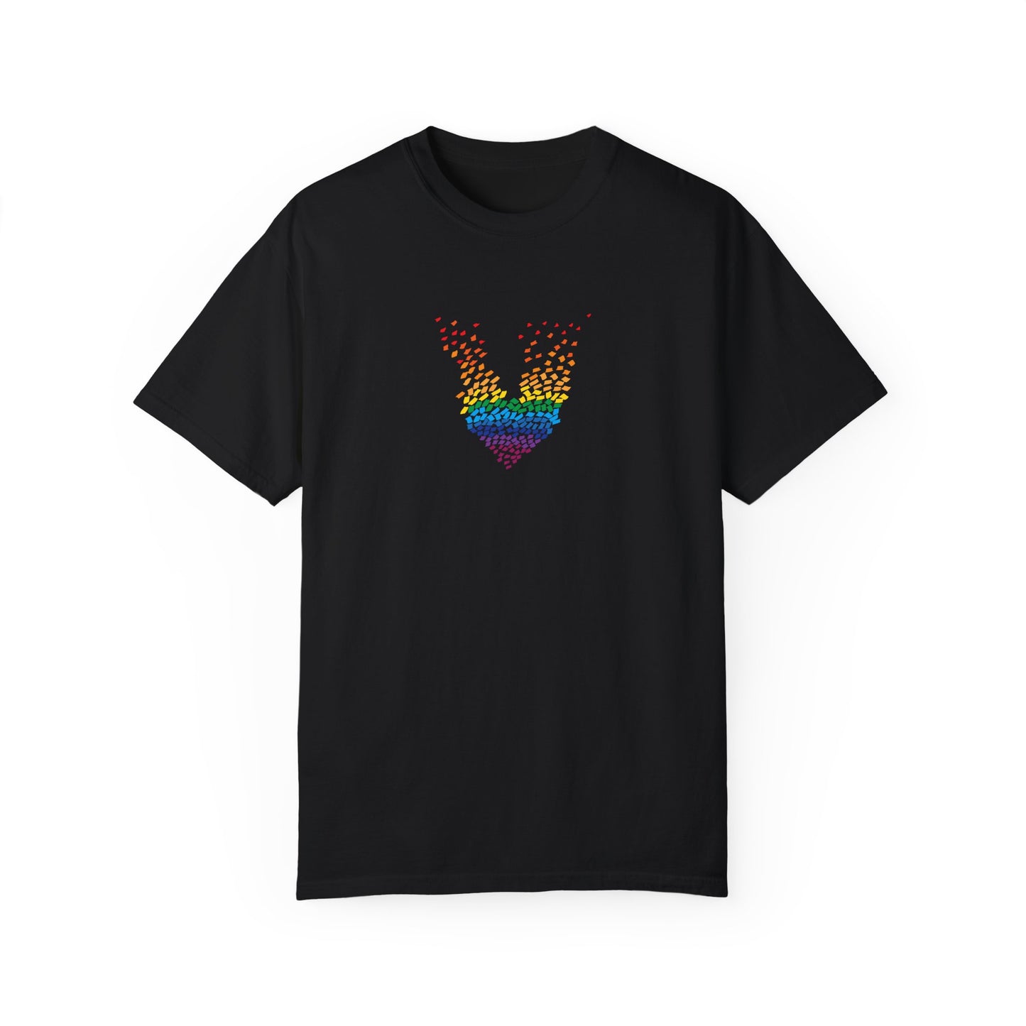 I love Music Rainbow Heart Unisex Garment-Dyed T-Shirt - Colorful Pride Tee for Summer Celebrations