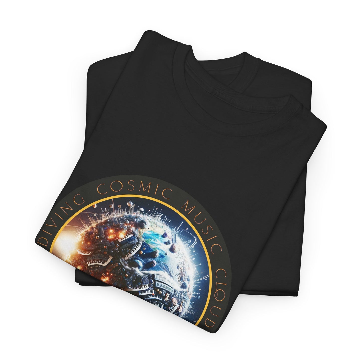 Cloud Diving, Cosmic Music Universe Unisex Heavy Cotton Tee - Comfortable Graphic Tee for Space Lovers