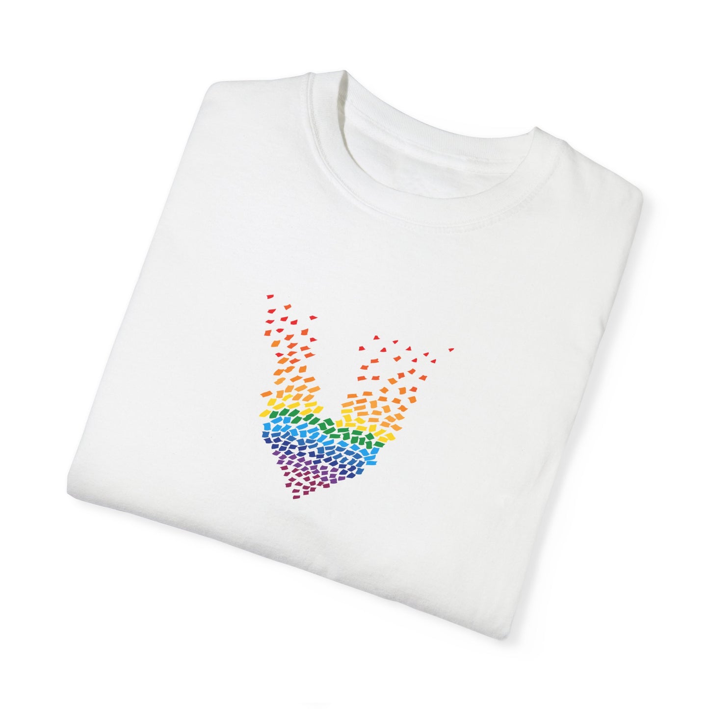 I love Music Rainbow Heart Unisex Garment-Dyed T-Shirt - Colorful Pride Tee for Summer Celebrations