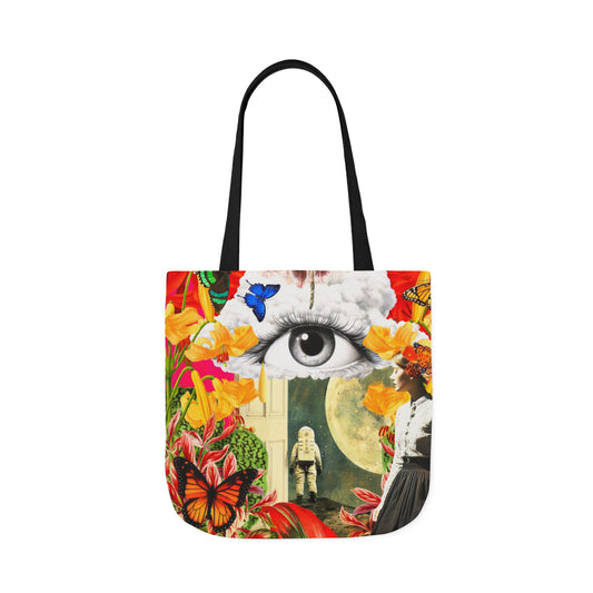 Next Step - Colorful Art Canvas Tote Bag with 5-Color Straps - Eye-Catching Surreal and floral design