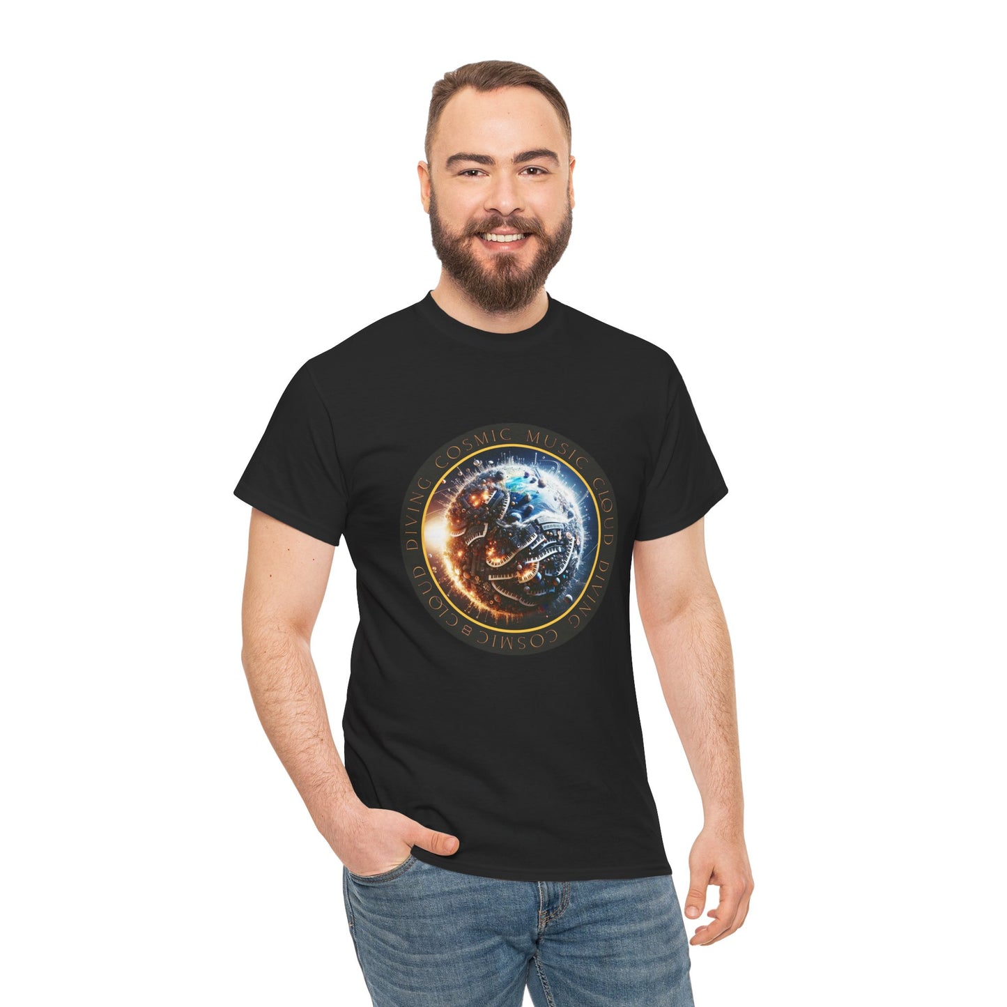 Cloud Diving, Cosmic Music Universe Unisex Heavy Cotton Tee - Comfortable Graphic Tee for Space Lovers