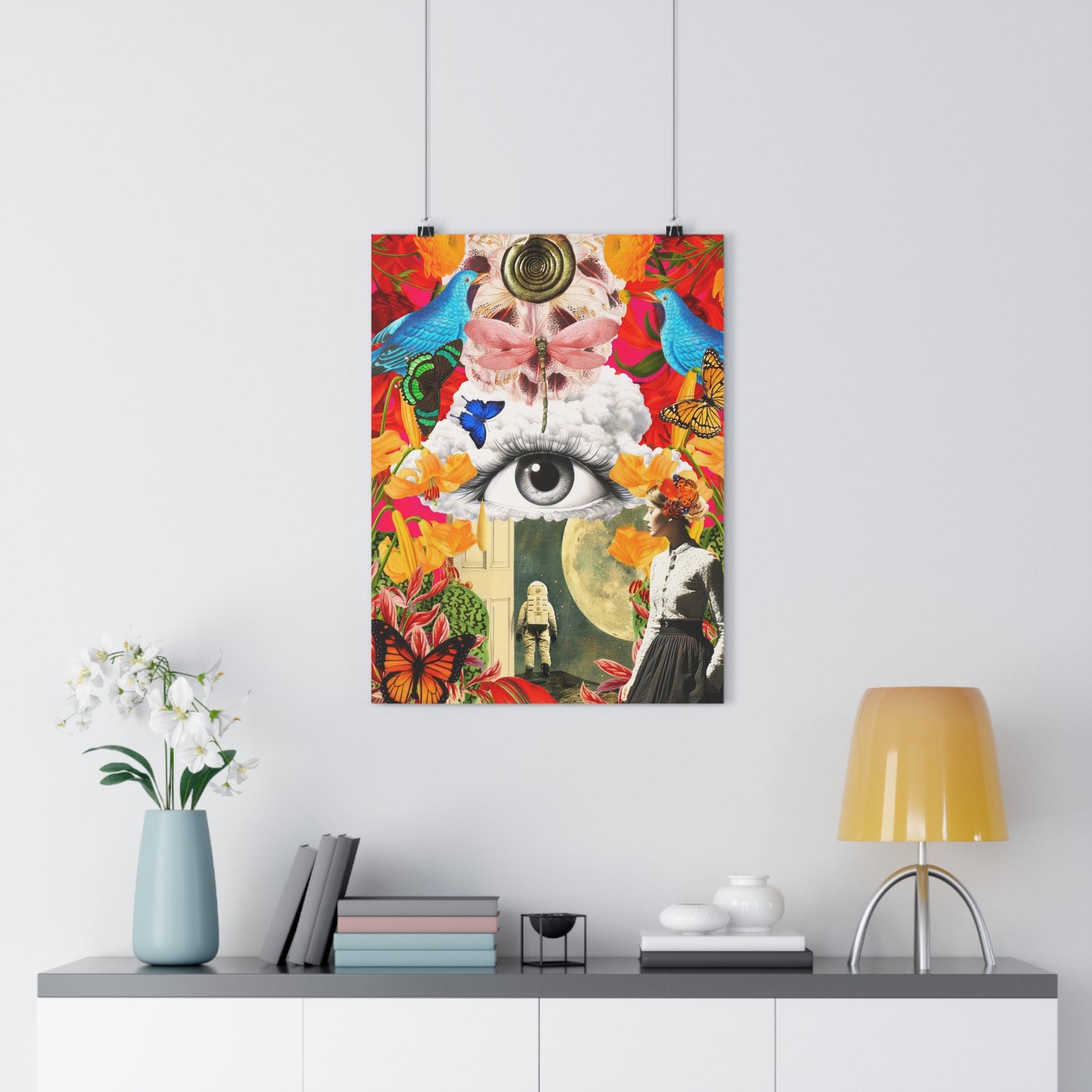 Vibrant Giclée Art Print - Whats Next. Whimsical Floral Eye Design for Home Decor